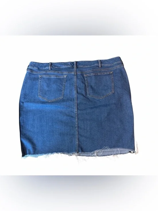Torrid Denim Skirt Size 24 Plus Raw Hem Side Stripe Stretch Jean Skirt - Picture 2 of 5
